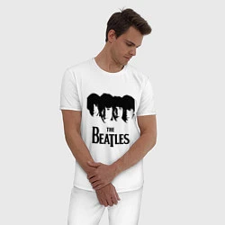 Пижама хлопковая мужская The Beatles: Faces, цвет: белый — фото 2
