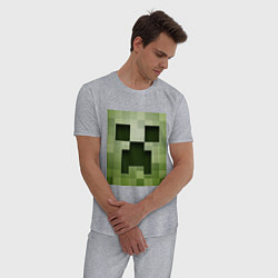 Пижама хлопковая мужская Мinecraft creeper, цвет: меланж — фото 2