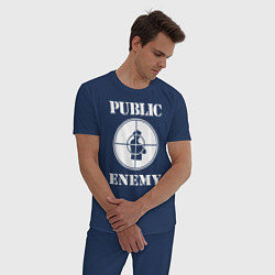Пижама хлопковая мужская Public Enemy, цвет: тёмно-синий — фото 2