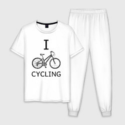 Пижама хлопковая мужская I love cycling, цвет: белый