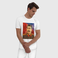 Пижама хлопковая мужская Сталин: полигоны, цвет: белый — фото 2