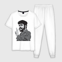 Пижама хлопковая мужская Che Guevara: Peace, цвет: белый