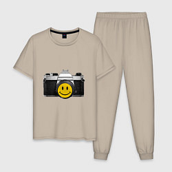 Пижама хлопковая мужская Фото-smile, цвет: миндальный
