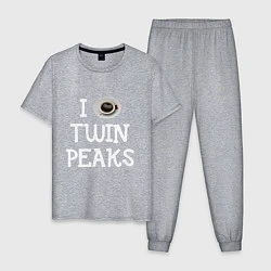 Пижама хлопковая мужская I love Twin Peaks, цвет: меланж