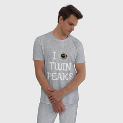Пижама хлопковая мужская I love Twin Peaks, цвет: меланж — фото 2