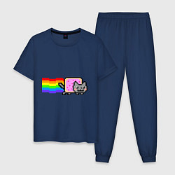 Пижама хлопковая мужская Nyan Cat, цвет: тёмно-синий