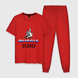Пижама хлопковая мужская Russia judo, цвет: красный