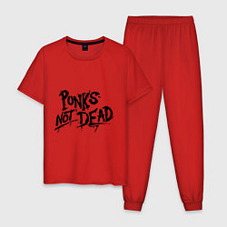 Пижама хлопковая мужская Punks not dead, цвет: красный