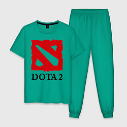 Пижама хлопковая мужская Dota 2: Logo, цвет: зеленый