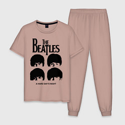 Пижама хлопковая мужская A Hard Days Night, цвет: пыльно-розовый