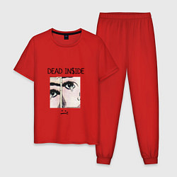 Пижама хлопковая мужская Dead Inside, цвет: красный