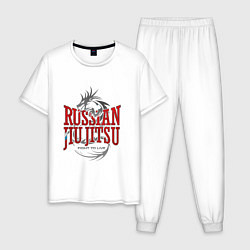 Пижама хлопковая мужская Russian Jiu Jitsu, цвет: белый