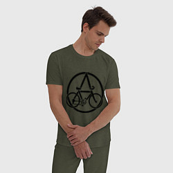 Пижама хлопковая мужская Anarchy Bike цвета меланж-хаки — фото 2