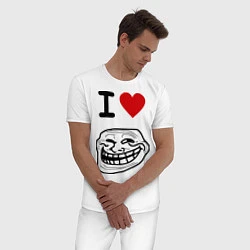 Пижама хлопковая мужская Love face, цвет: белый — фото 2