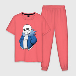Пижама хлопковая мужская Sans, цвет: коралловый