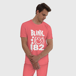 Пижама хлопковая мужская Blink-182, цвет: коралловый — фото 2