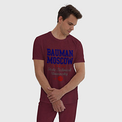 Пижама хлопковая мужская Bauman STU, цвет: меланж-бордовый — фото 2