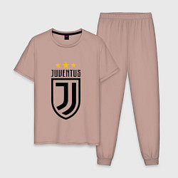 Пижама хлопковая мужская Juventus FC: 3 stars цвета пыльно-розовый — фото 1