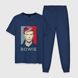 Пижама хлопковая мужская Bowie Poster, цвет: тёмно-синий