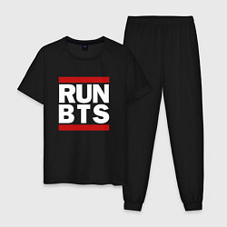Пижама хлопковая мужская RUN BTS, цвет: черный