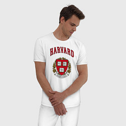 Пижама хлопковая мужская Harvard university, цвет: белый — фото 2