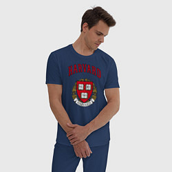 Пижама хлопковая мужская Harvard university, цвет: тёмно-синий — фото 2