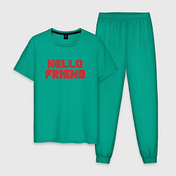 Пижама хлопковая мужская Hello Friend, цвет: зеленый