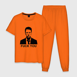 Пижама хлопковая мужская Fight Club: Fuck You, цвет: оранжевый