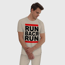 Пижама хлопковая мужская Run Вася Run, цвет: миндальный — фото 2