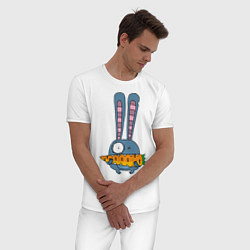 Пижама хлопковая мужская Заяц с морковкой, цвет: белый — фото 2