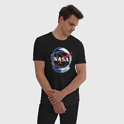 Пижама хлопковая мужская NASA, цвет: черный — фото 2