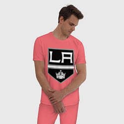 Пижама хлопковая мужская Los Angeles Kings цвета коралловый — фото 2