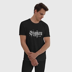 Пижама хлопковая мужская Stigmata, цвет: черный — фото 2