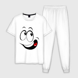 Пижама хлопковая мужская Смайл01, цвет: белый