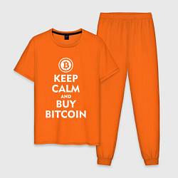 Пижама хлопковая мужская Keep Calm & Buy Bitcoin, цвет: оранжевый
