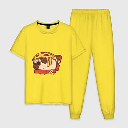 Пижама хлопковая мужская Мопс-пицца, цвет: желтый