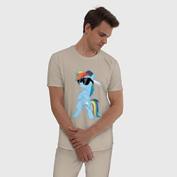 Пижама хлопковая мужская Крутая пони, цвет: миндальный — фото 2