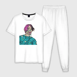 Пижама хлопковая мужская Lil Peep: Zombie Face, цвет: белый