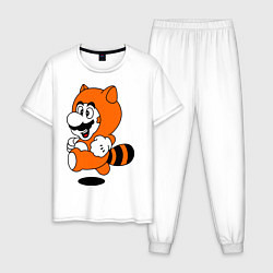 Пижама хлопковая мужская Mario In Tanooki Suit, цвет: белый