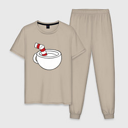 Пижама хлопковая мужская Red Cuphead, цвет: миндальный