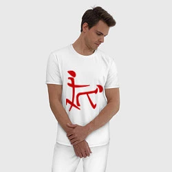 Пижама хлопковая мужская Иероглиф: любовь, цвет: белый — фото 2