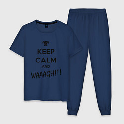 Пижама хлопковая мужская Keep Calm & WAAAGH, цвет: тёмно-синий