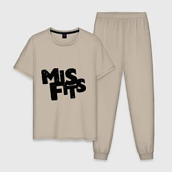 Пижама хлопковая мужская Misfits, цвет: миндальный