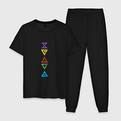 Пижама хлопковая мужская Знаки ведьмака Colors, цвет: черный