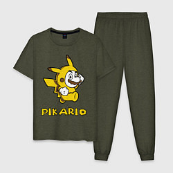 Пижама хлопковая мужская Pikario, цвет: меланж-хаки