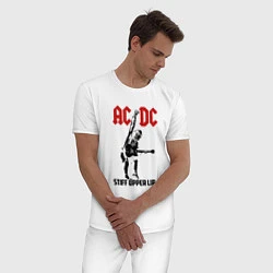 Пижама хлопковая мужская AC/DC: Stiff Upper Lip, цвет: белый — фото 2