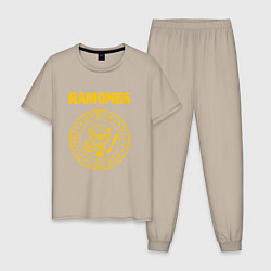 Пижама хлопковая мужская Ramones, цвет: миндальный