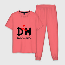 Пижама хлопковая мужская Depeche Mode Rose, цвет: коралловый