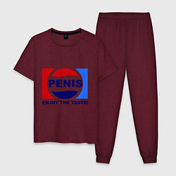 Пижама хлопковая мужская Penis. Enjoy the taste, цвет: меланж-бордовый