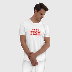 Пижама хлопковая мужская FCSM Club, цвет: белый — фото 2